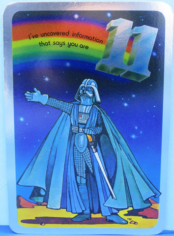 Birthday Card - 1978 Foil Finish - Age 11 Darth Vader (no envelope).   B